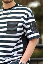 画像をギャラリービューアに読み込む, Nylon combination Stripe Tshirt.
