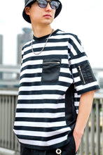 画像をギャラリービューアに読み込む, Nylon combination Stripe Tshirt.