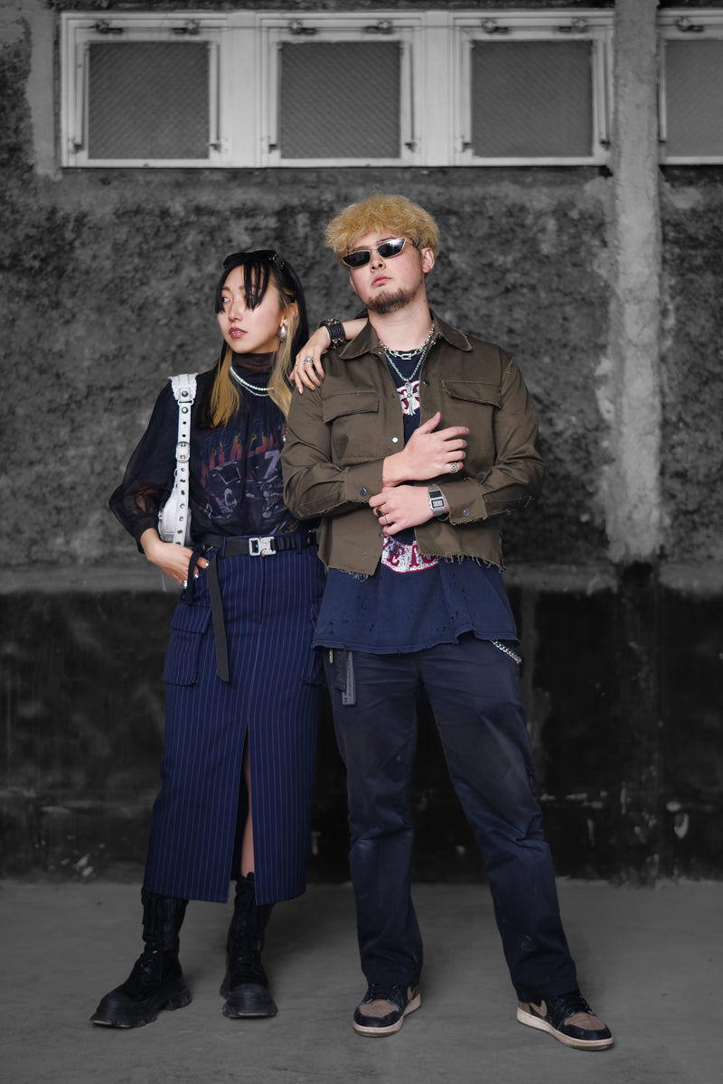Pinstripe Cargo Skirt. – Simpti.