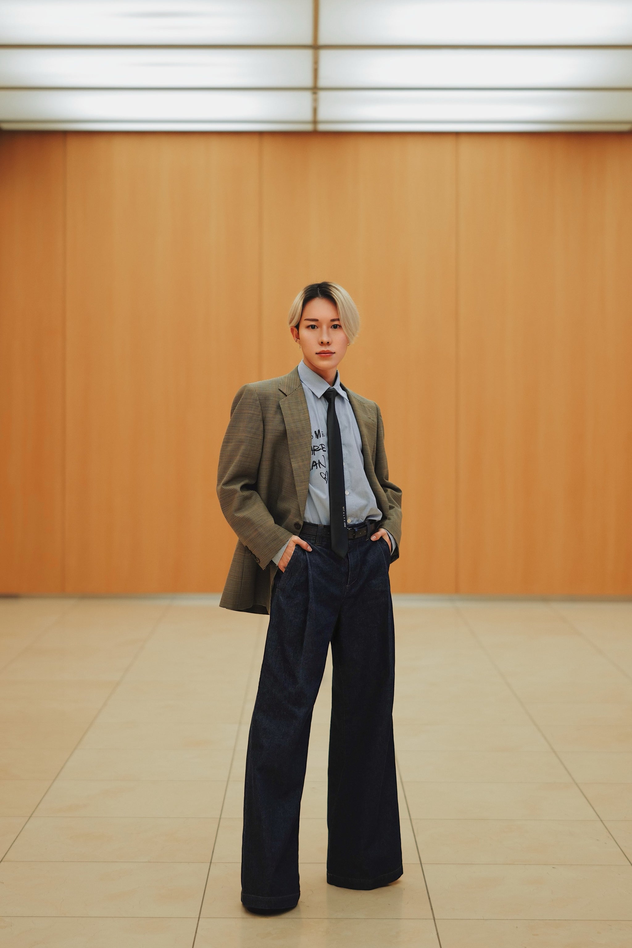TINY】ハイウエストKNEEダメージワイドデニムパンツ[品番